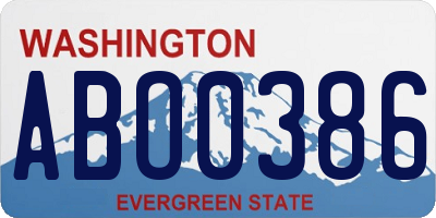WA license plate ABO0386