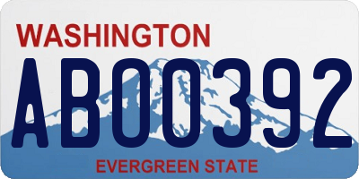 WA license plate ABO0392