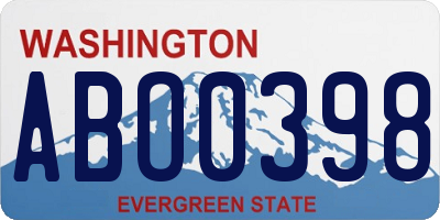 WA license plate ABO0398