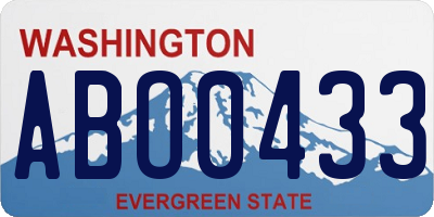 WA license plate ABO0433
