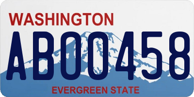 WA license plate ABO0458