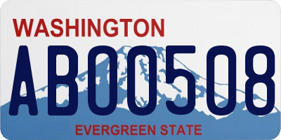 WA license plate ABO0508