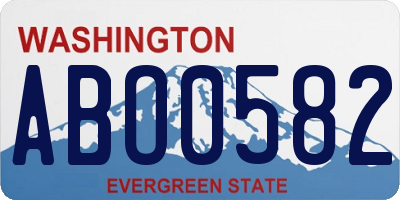 WA license plate ABO0582
