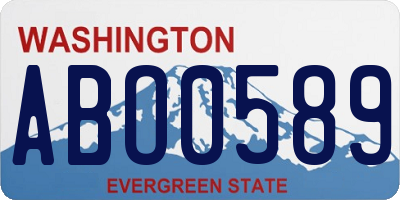 WA license plate ABO0589