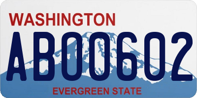 WA license plate ABO0602