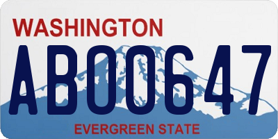 WA license plate ABO0647