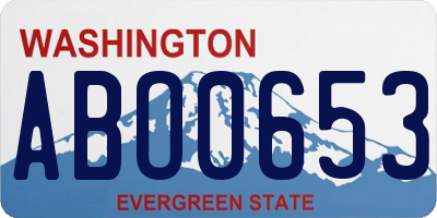 WA license plate ABO0653