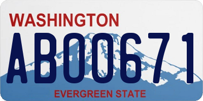 WA license plate ABO0671