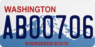 WA license plate ABO0706