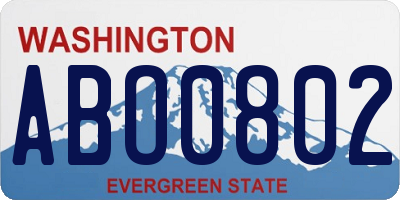 WA license plate ABO0802