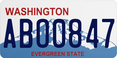 WA license plate ABO0847