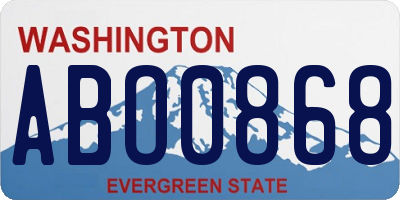 WA license plate ABO0868