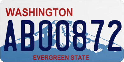 WA license plate ABO0872