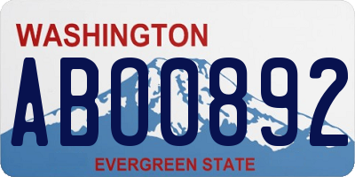 WA license plate ABO0892