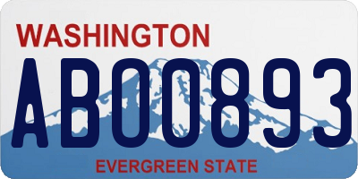 WA license plate ABO0893