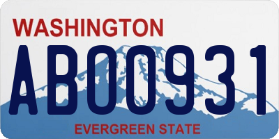 WA license plate ABO0931