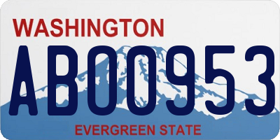 WA license plate ABO0953