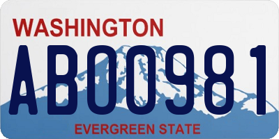 WA license plate ABO0981
