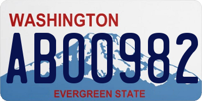 WA license plate ABO0982