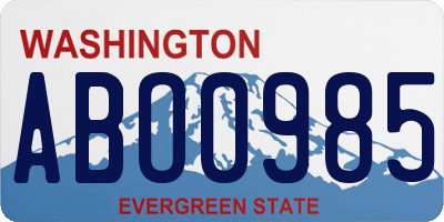 WA license plate ABO0985