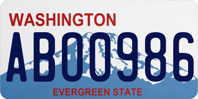 WA license plate ABO0986