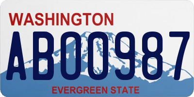 WA license plate ABO0987