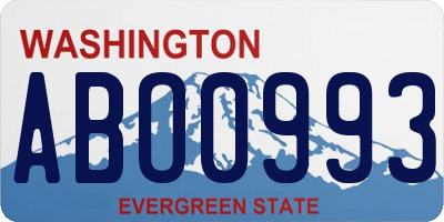 WA license plate ABO0993