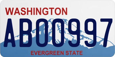 WA license plate ABO0997