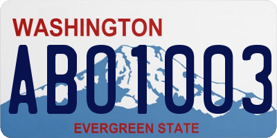 WA license plate ABO1003