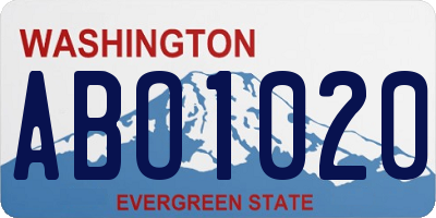 WA license plate ABO1020