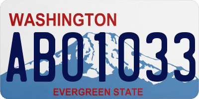WA license plate ABO1033