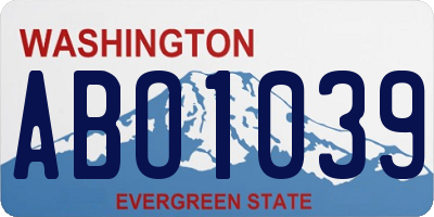 WA license plate ABO1039