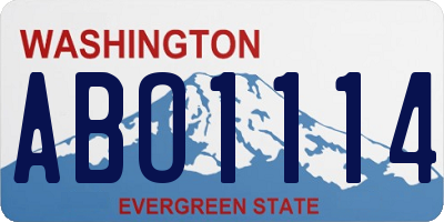 WA license plate ABO1114