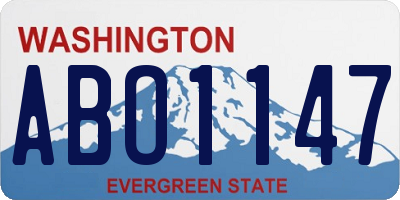 WA license plate ABO1147