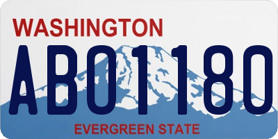 WA license plate ABO1180
