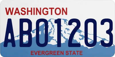 WA license plate ABO1203