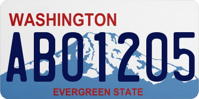 WA license plate ABO1205