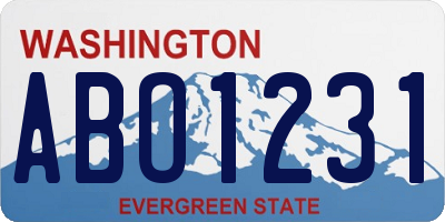 WA license plate ABO1231