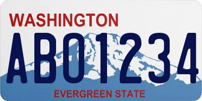 WA license plate ABO1234