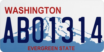 WA license plate ABO1314