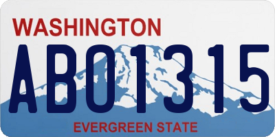 WA license plate ABO1315