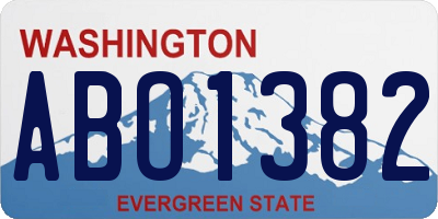 WA license plate ABO1382