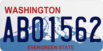 WA license plate ABO1562