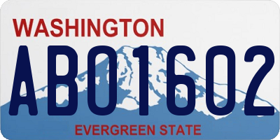 WA license plate ABO1602