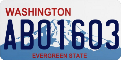 WA license plate ABO1603