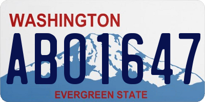 WA license plate ABO1647
