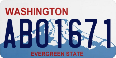 WA license plate ABO1671