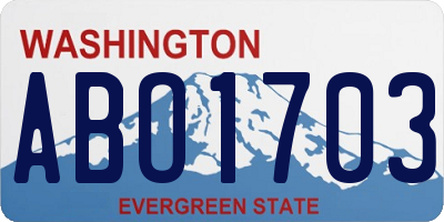 WA license plate ABO1703