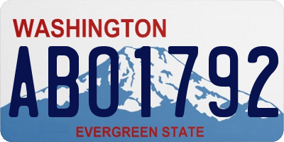 WA license plate ABO1792