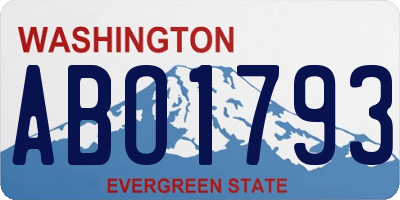 WA license plate ABO1793